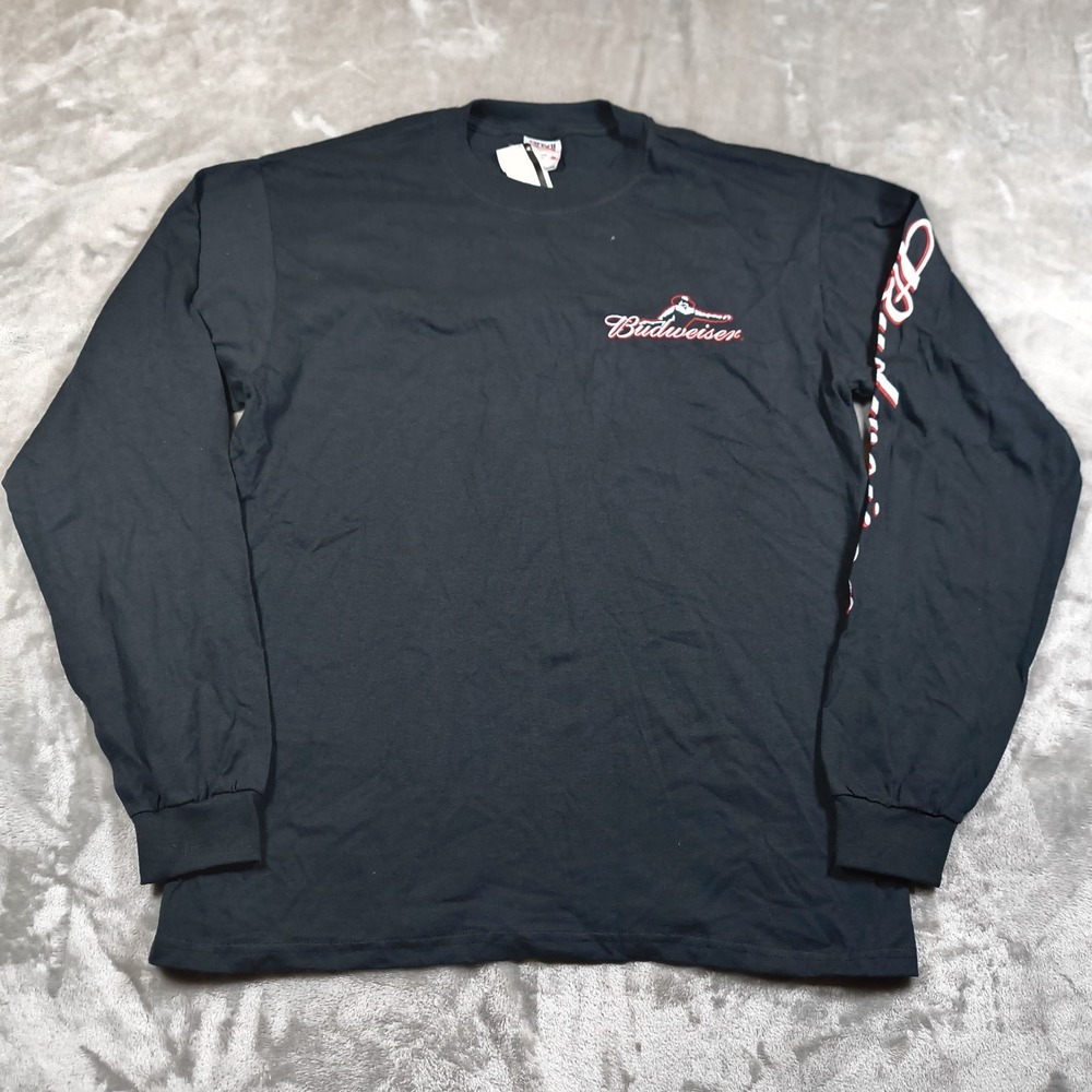 Budweiser King Of Beers Shirt Mens Medium Black‎ Long Sleeve Rodeo Cowboy New